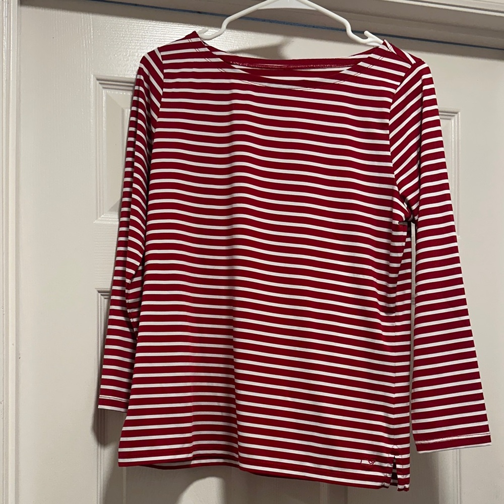 Vineyard Vines Striped Long Sleeve Tee in Red and White